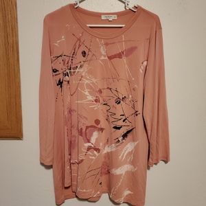 Jess & Jane Salmon Pink Abstract top XL